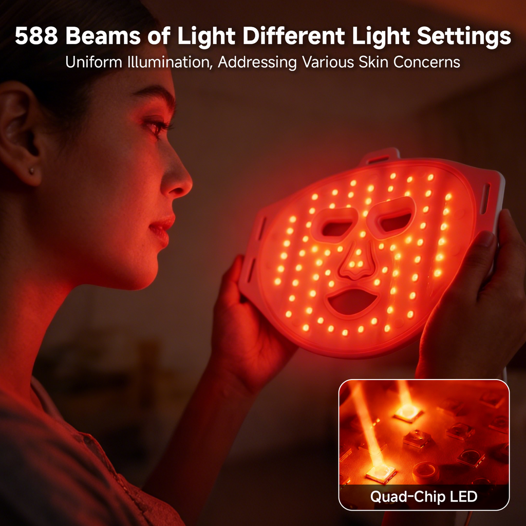 LED Face & Neck Mask for Fine Lines, Redness, and Daily Skin Renewal