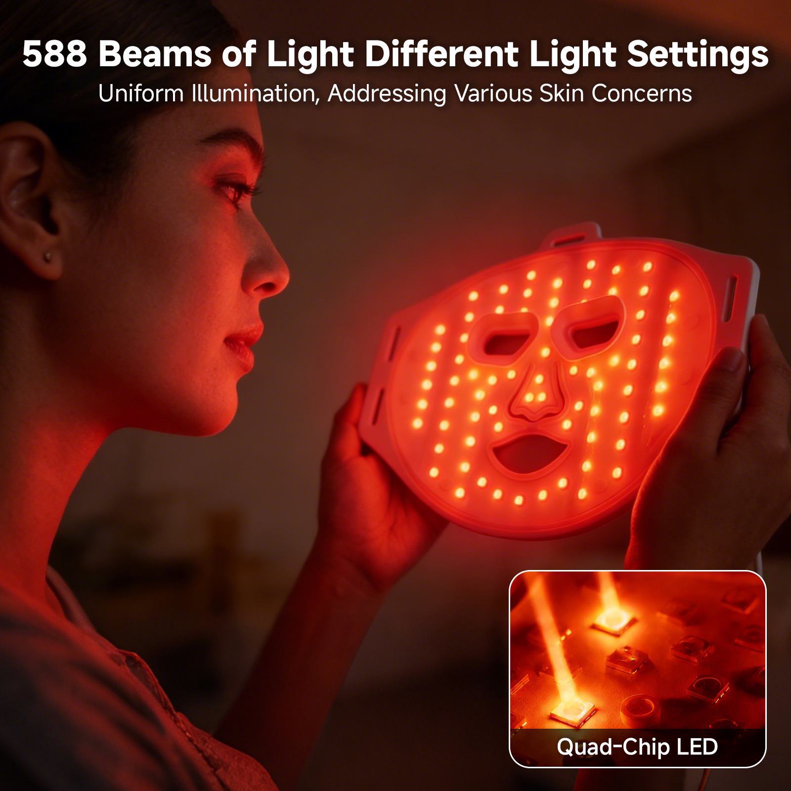 LED Face & Neck Mask for Fine Lines, Redness, and Daily Skin Renewal