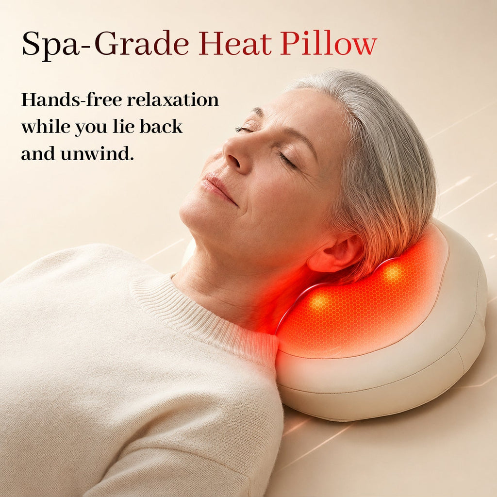 Heated 3D Roller Massage Pillow for Muscle Stiffness, Daily Tension, and Full-Body Relaxation