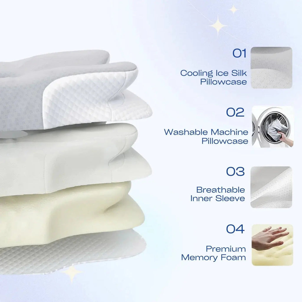 Ultra Cooling Pillow With Contoured Memory Foam For Restful Sleep