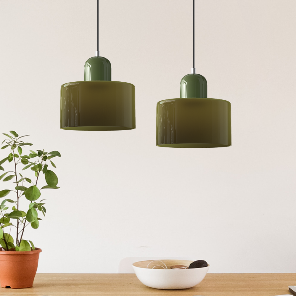 Bauhaus Glass Pendant Light — Vibrant Modernist Colored Shade