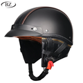 Casco Retro Medio – Acabado Clásico en Cuero con Cubiertas de Orejas Removibles – Aprobado por DOT y ECE - Meowbutter