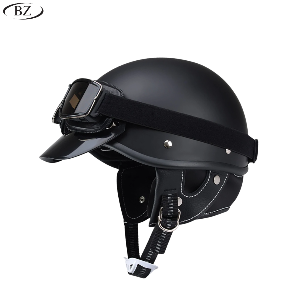 Premium Vintage Half Helmet – DOT & ECE Approved Motorcycle Helmet with Visor - Meowbutter