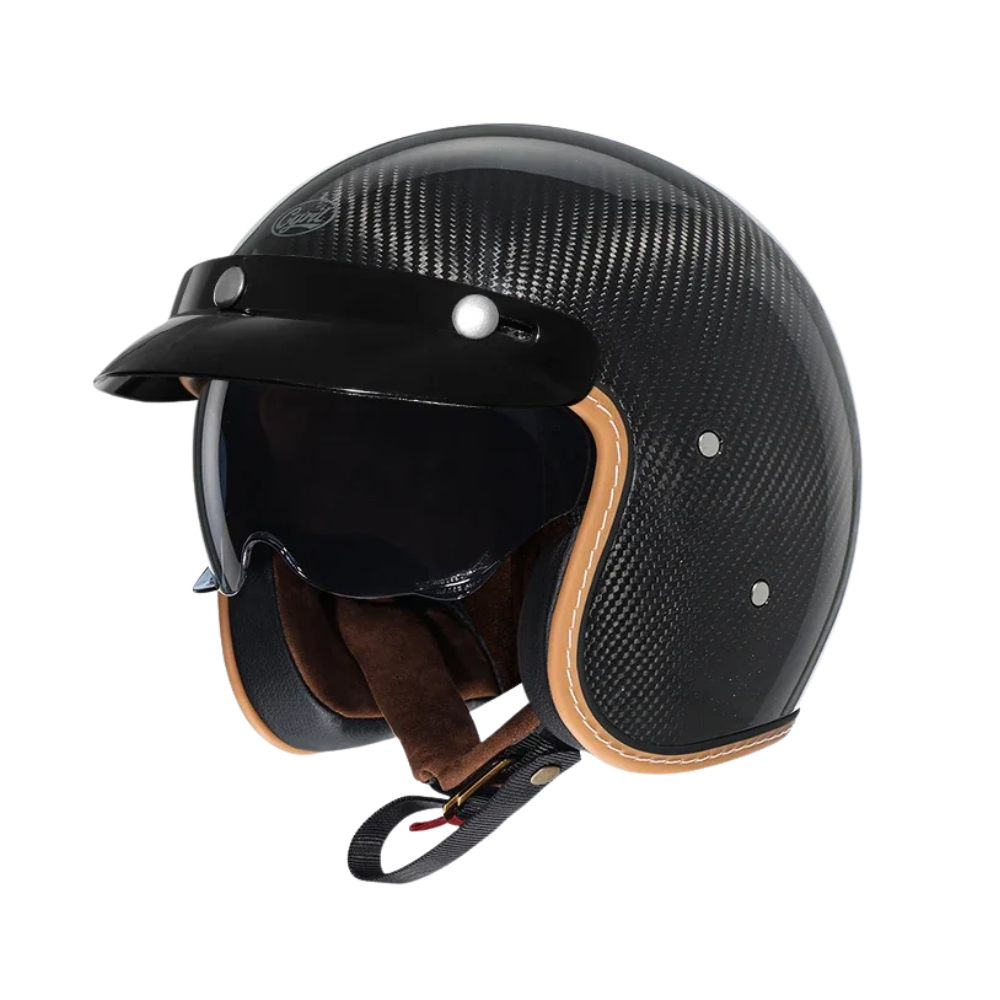 Capacete Retro Aberto em Fibra de Carbono – Certificado DOT - Meowbutter