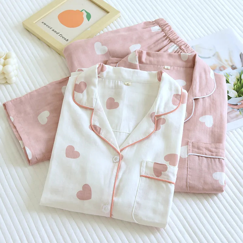 Set pigiama Heartly in cotone 100% per il sonno a casa