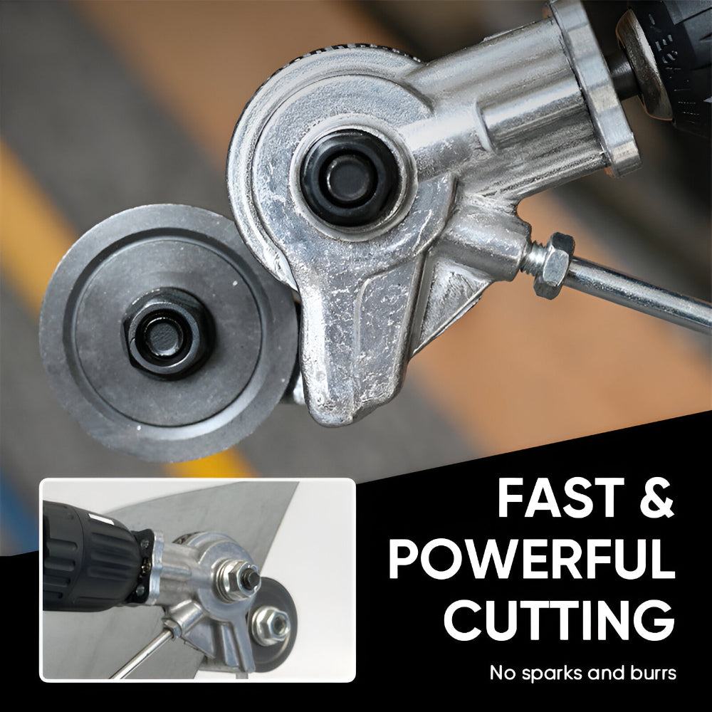 Dual Head Sheet Nibbler Drill Attachment — Precision Metal Trimmer