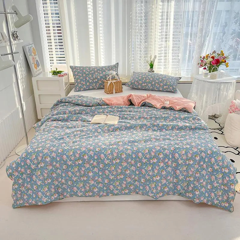 Rose Blanket With Floral Print For Elegant Bedroom Decor