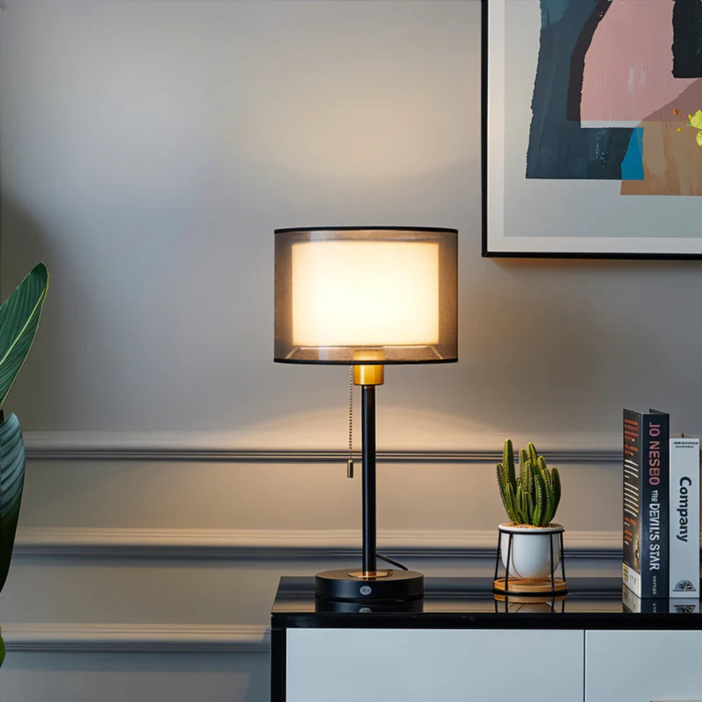 Lumis Table Lamp with Double Fabric Shade | Modern Vintage Design | Meowbutter