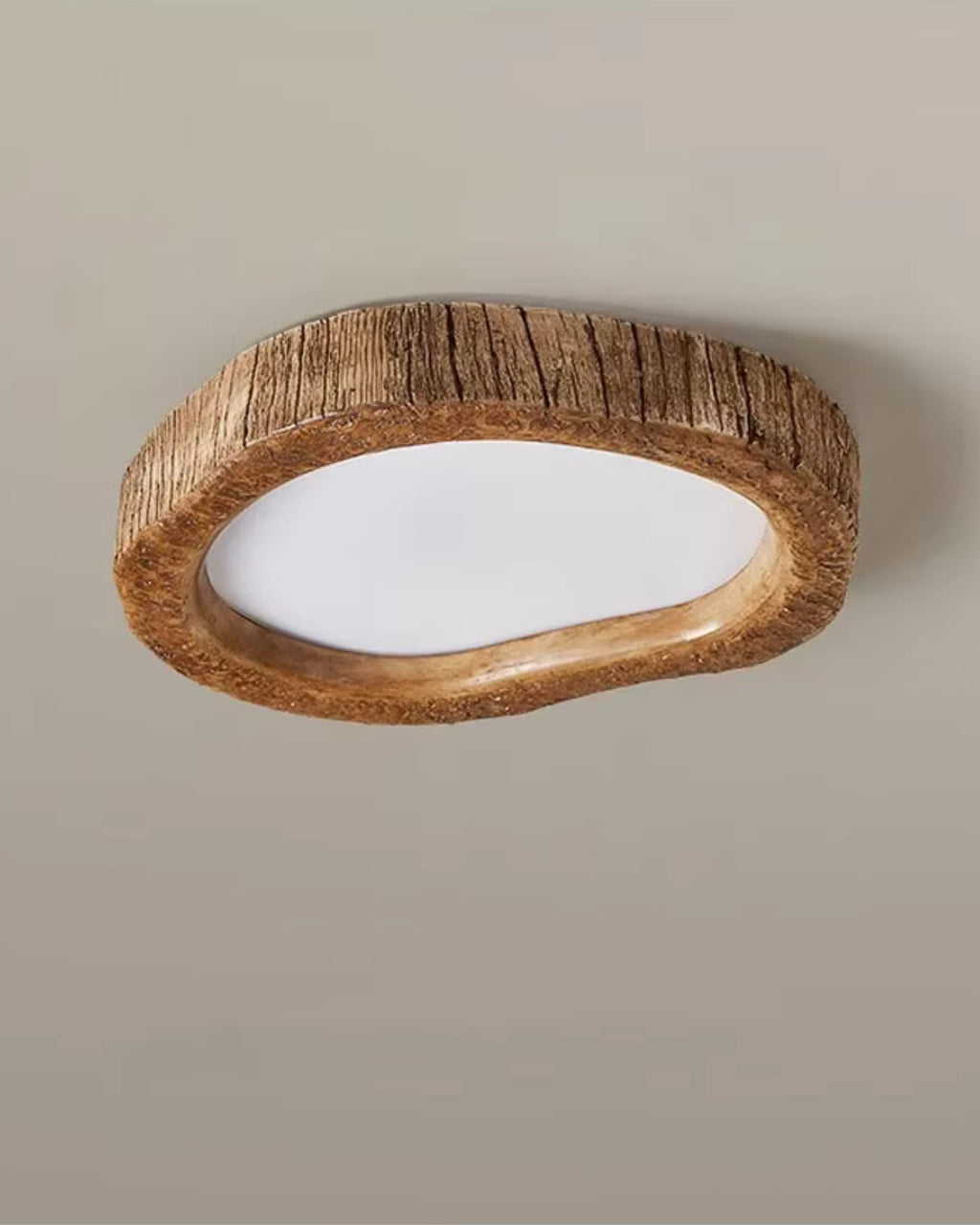 Le Halo Bois Ceiling Light | Rustic Wood-Inspired LED Lamp | Meowbutter