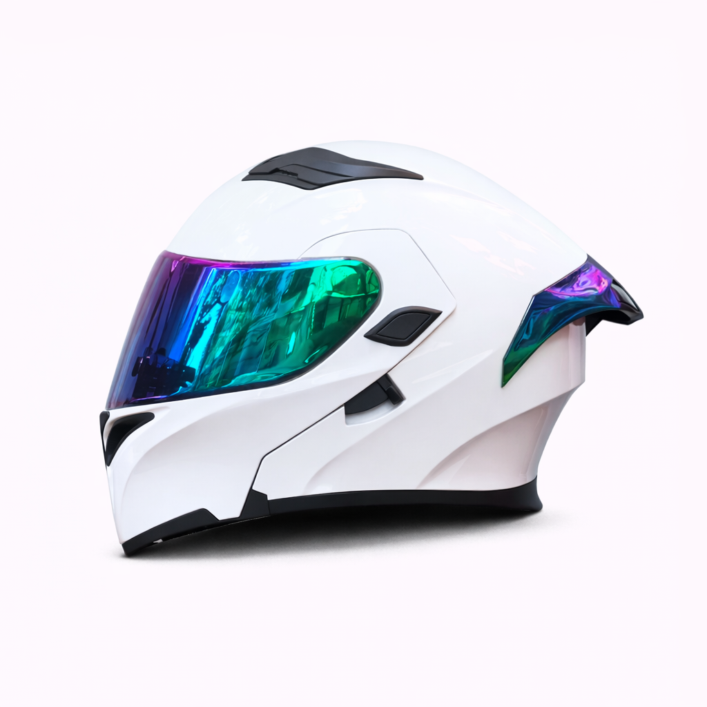 Kask motocyklowy ORZ Z-169 z podnoszoną szczęką, pełna osłona twarzy, podwójna szyba, zatwierdzony przez DOT i ECE - Meowbutter