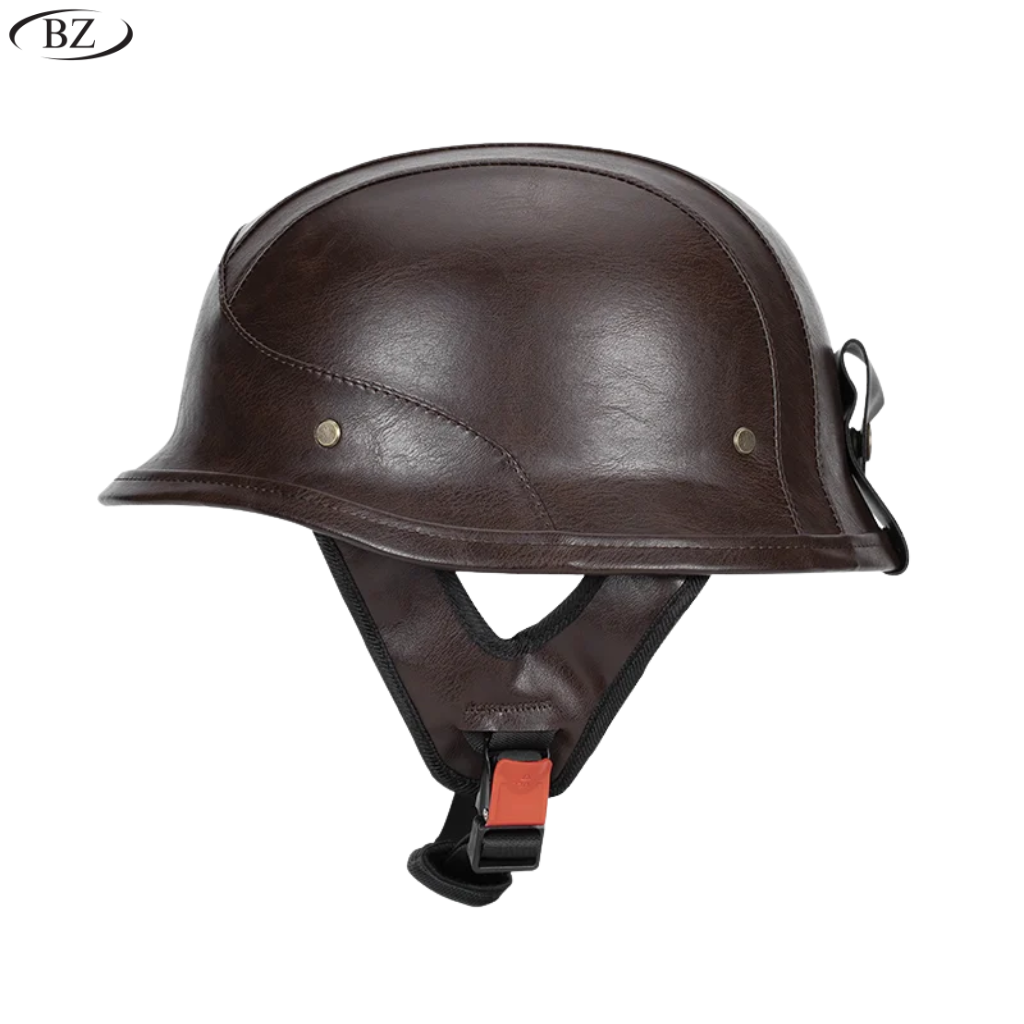 German Style M35 Leather Half-Face Motorcycle Helmet - DOT Certified | meowbutter