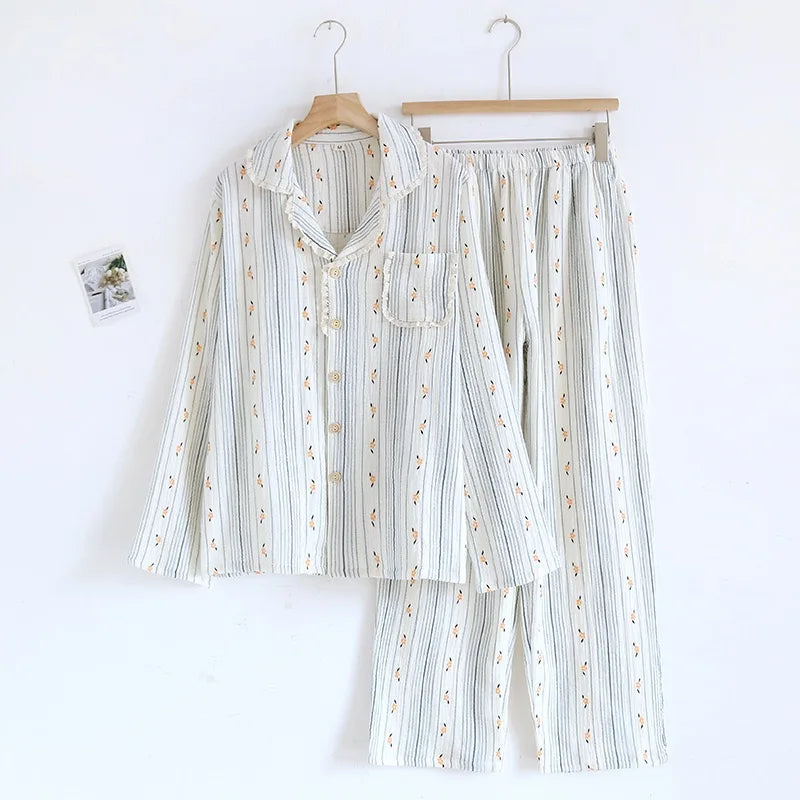 The Bloom Floral Pajama Set In Breathable Muslin Cotton