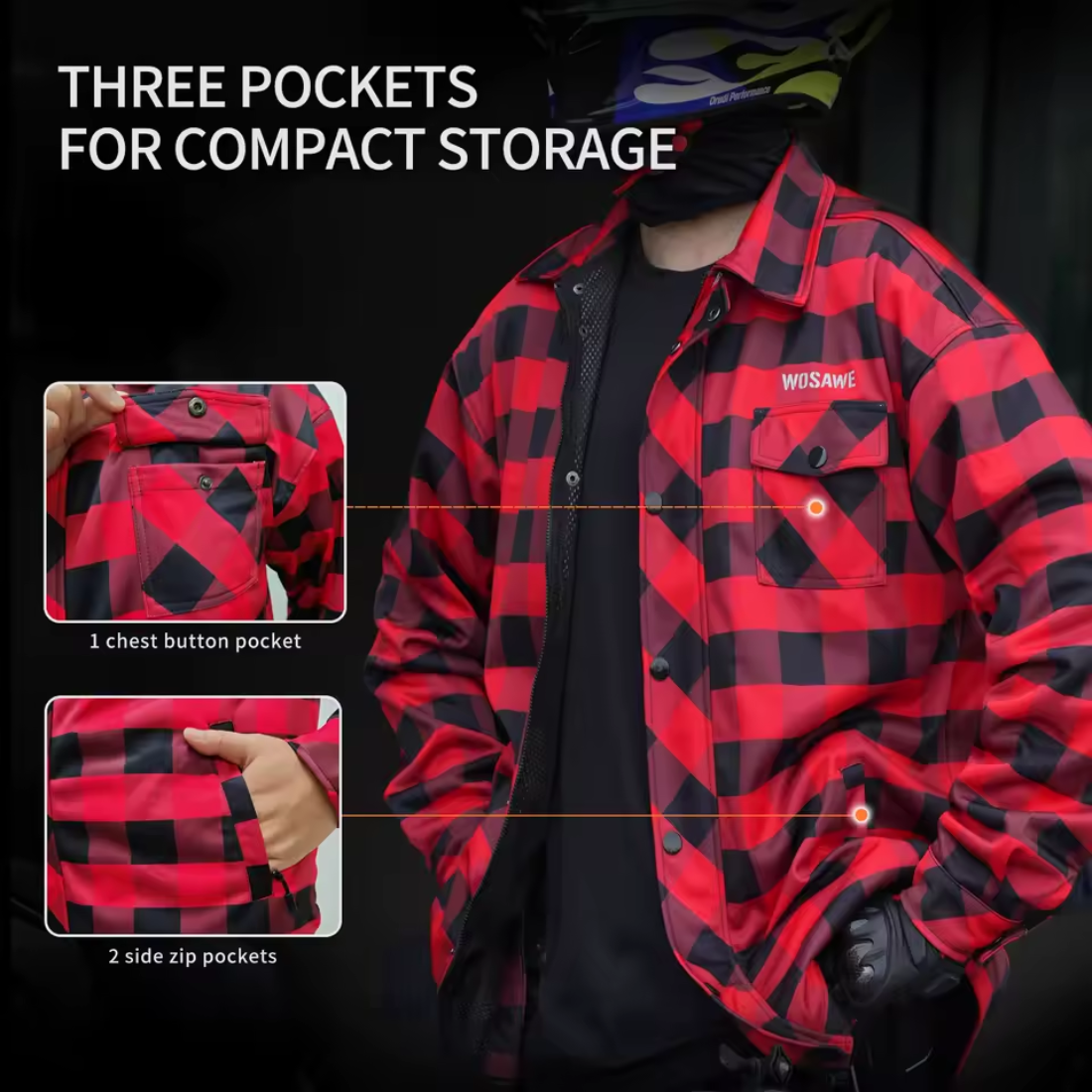 Vintage Armored Flannel Motorcycle Jacket - CE Certified Armor | meowbutter