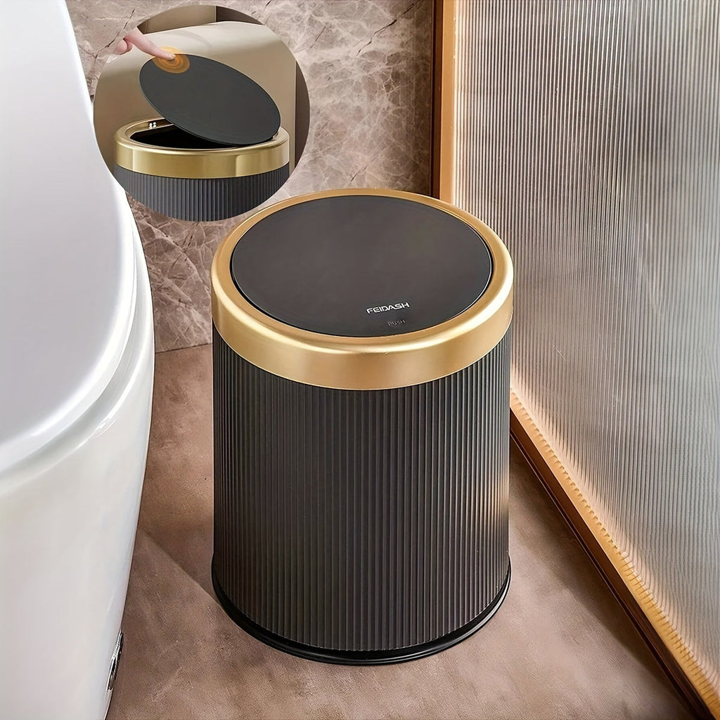 Luxury Oval Trash Can | Press-Top Waste Bin with Dual Inner Bucket | Meowbutter