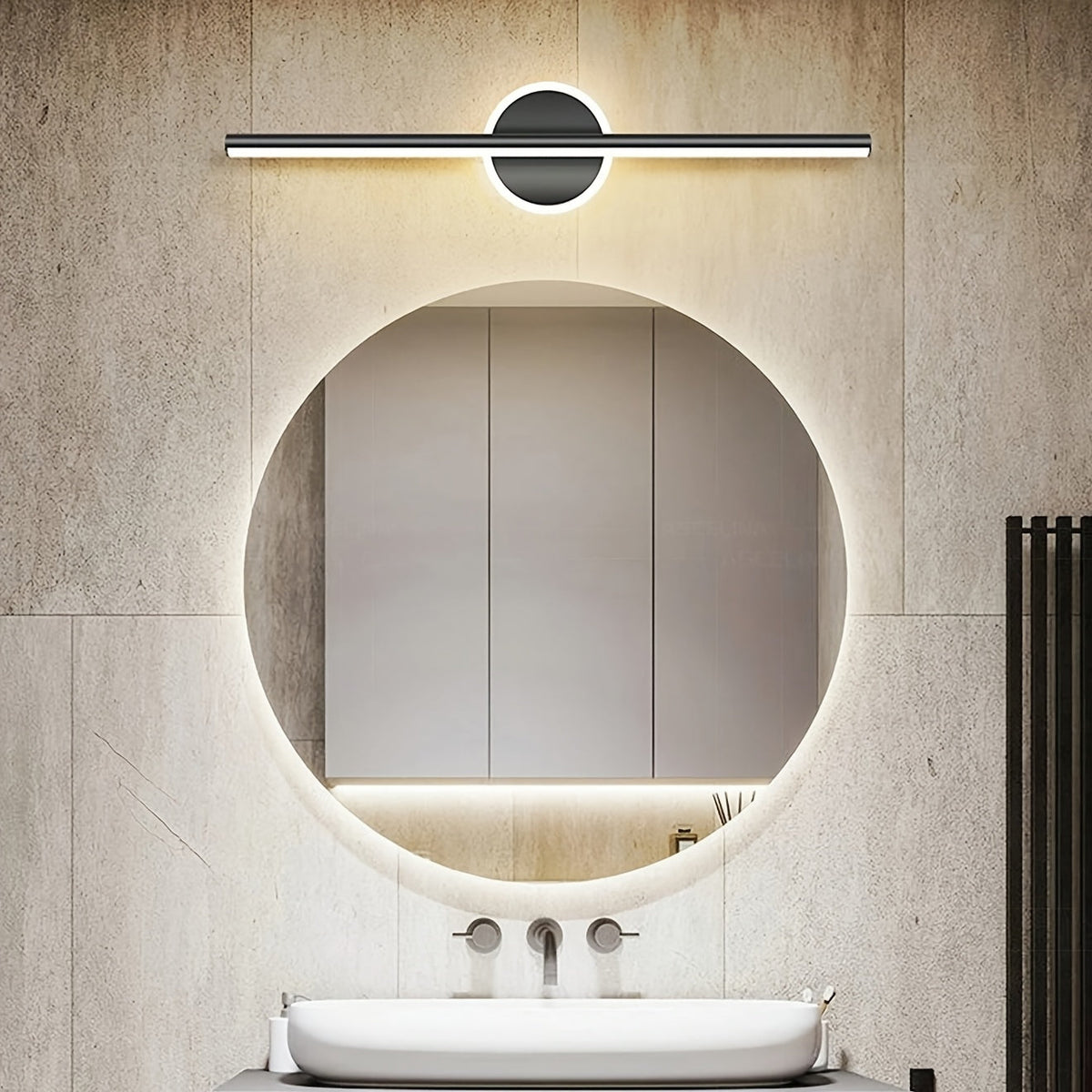 LED-Wandspiegel in Schwarz und Gold – Minimalistischer schmaler Rahmen