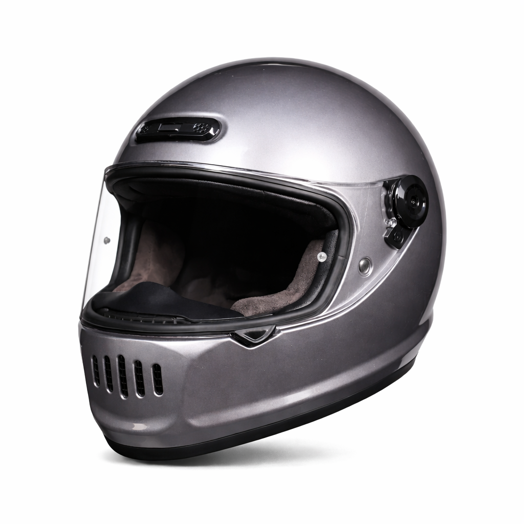 Capacete de Motociclista Retro de Cara Inteira ORZ Design Clássico - Meowbutter