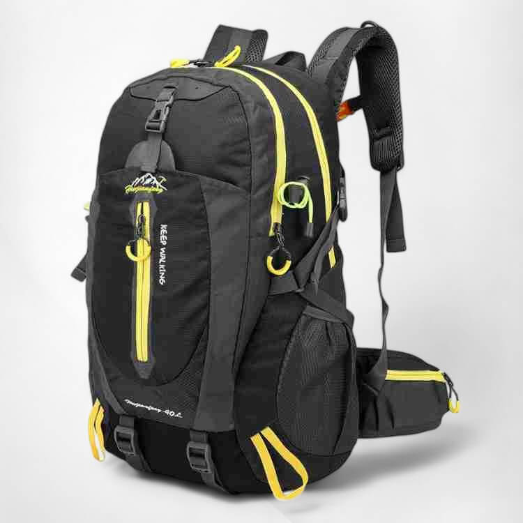 40L Waterproof Hiking Backpack - Adjustable Straps - Padded Back Panel - Blue, Black & Grey | meowbutter