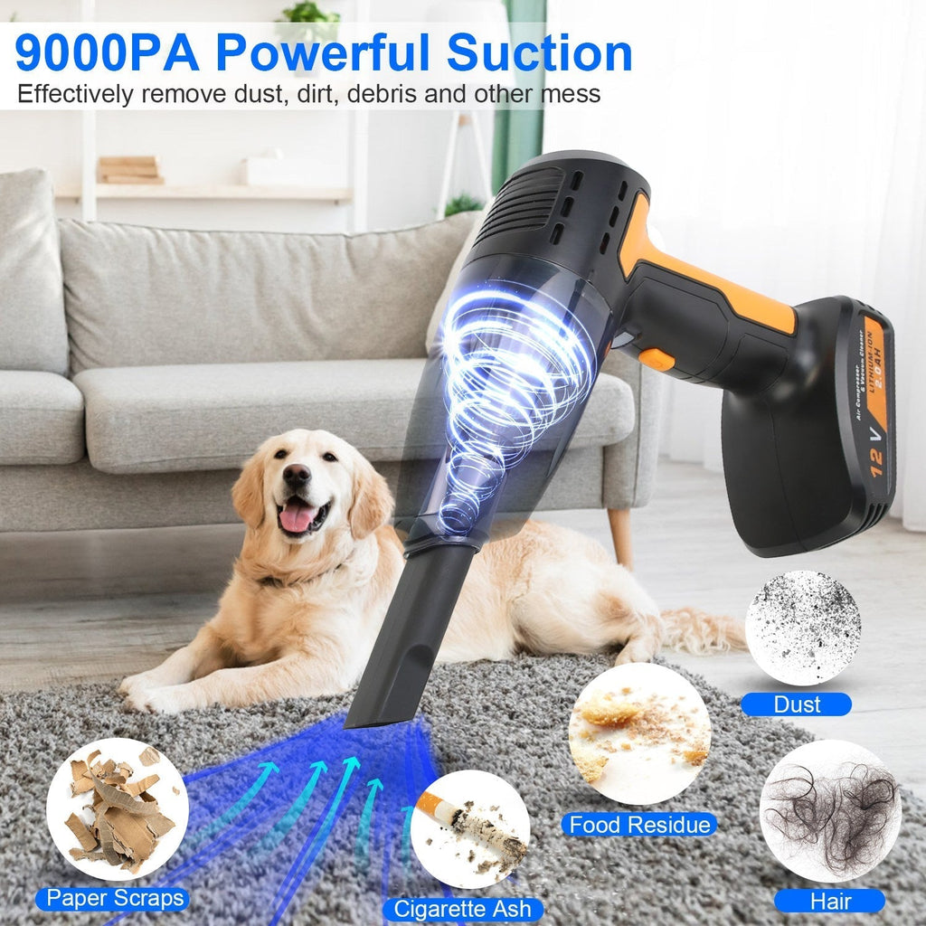 Kabelloser Auto-Staubsauger & Reifenfüller - 4-in-1 - 9000Pa - 120W - 6000mAh - LED | meowbutter