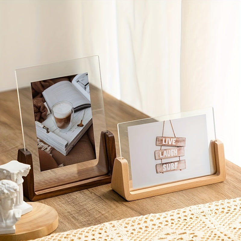 U-Shaped Acrylic & Wood Photo Frame | Modern Minimalist Display | Meowbutter