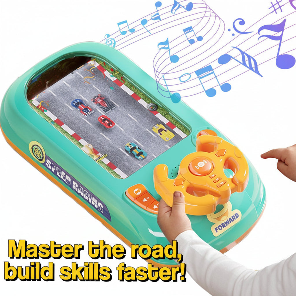 Rennkonsole für Kinder – interaktives Lenkrad, Handheld-Spiel ohne Bildschirm