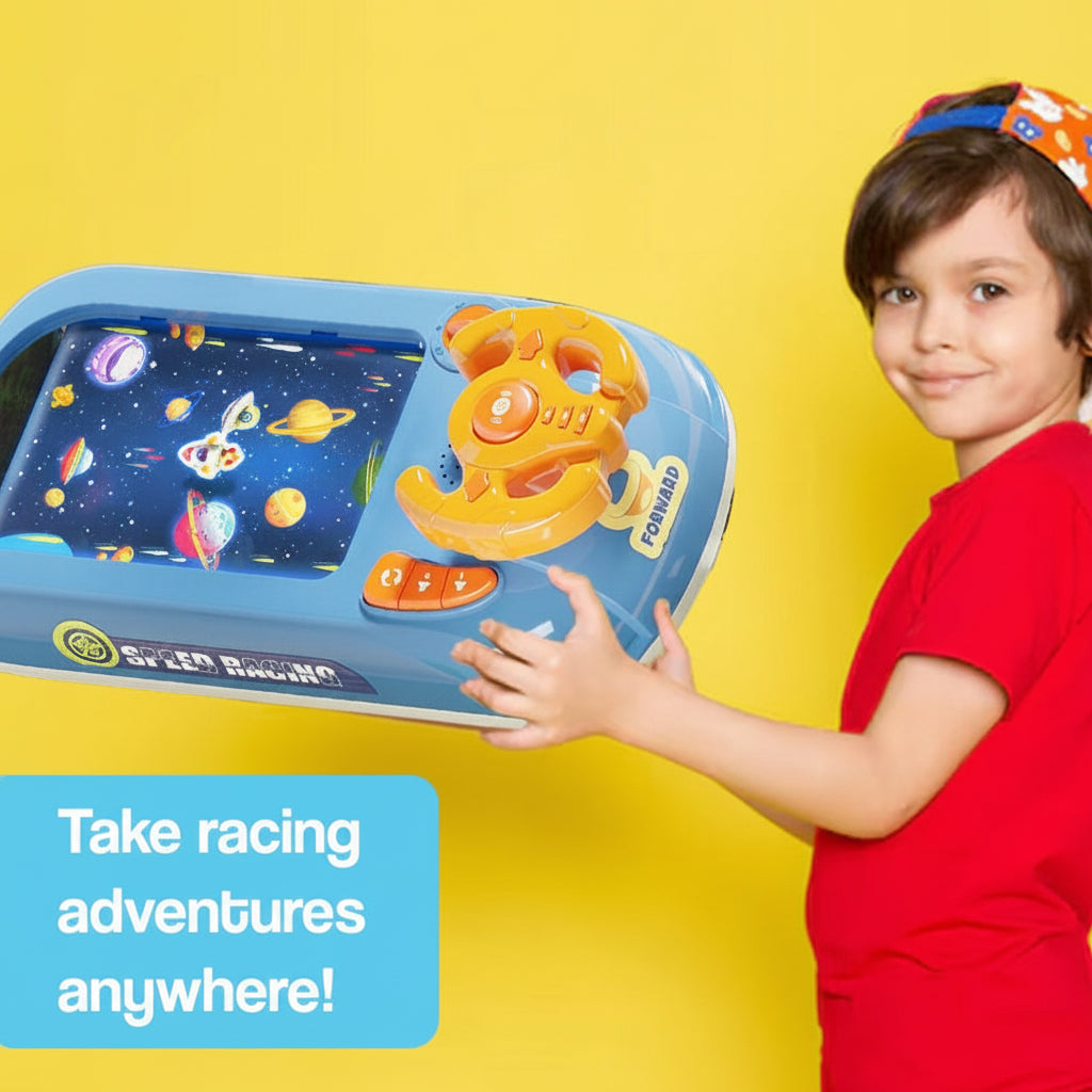 Rennkonsole für Kinder – interaktives Lenkrad, Handheld-Spiel ohne Bildschirm