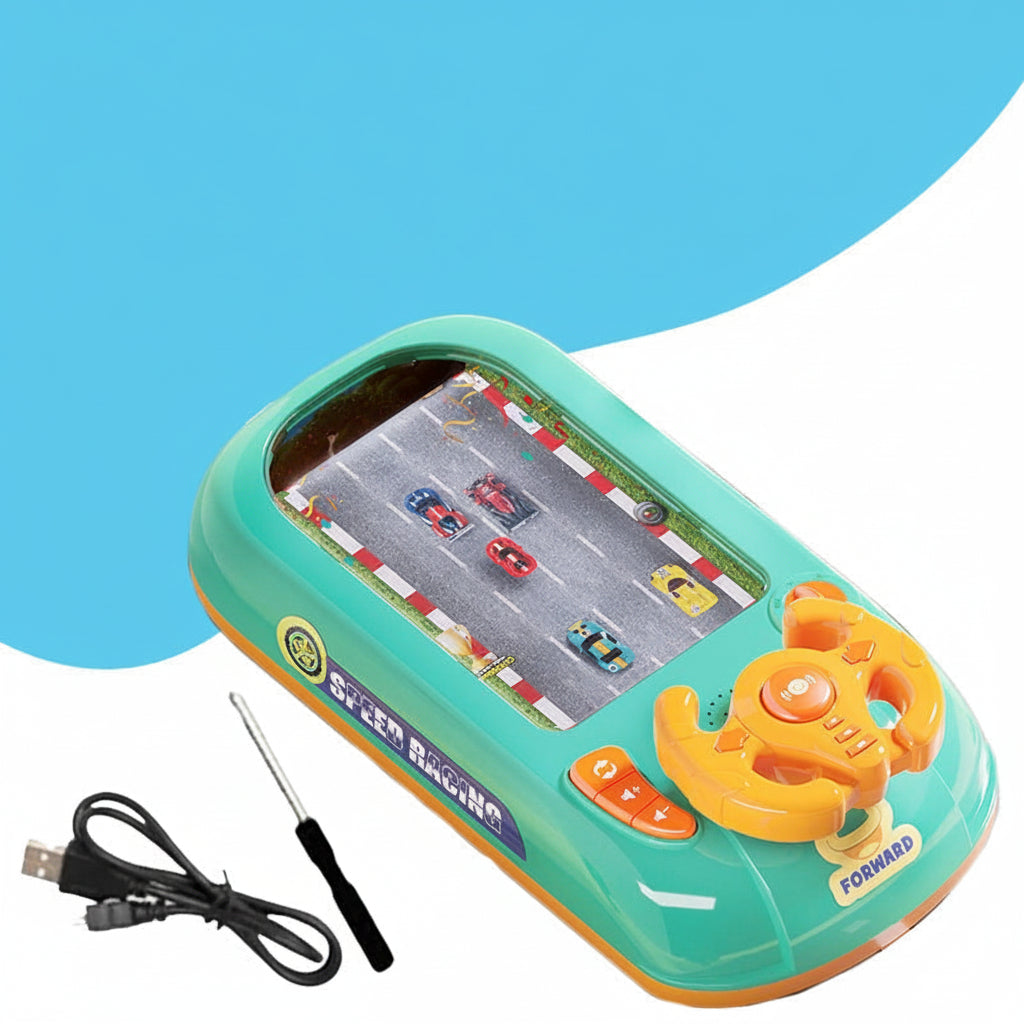 Rennkonsole für Kinder – interaktives Lenkrad, Handheld-Spiel ohne Bildschirm
