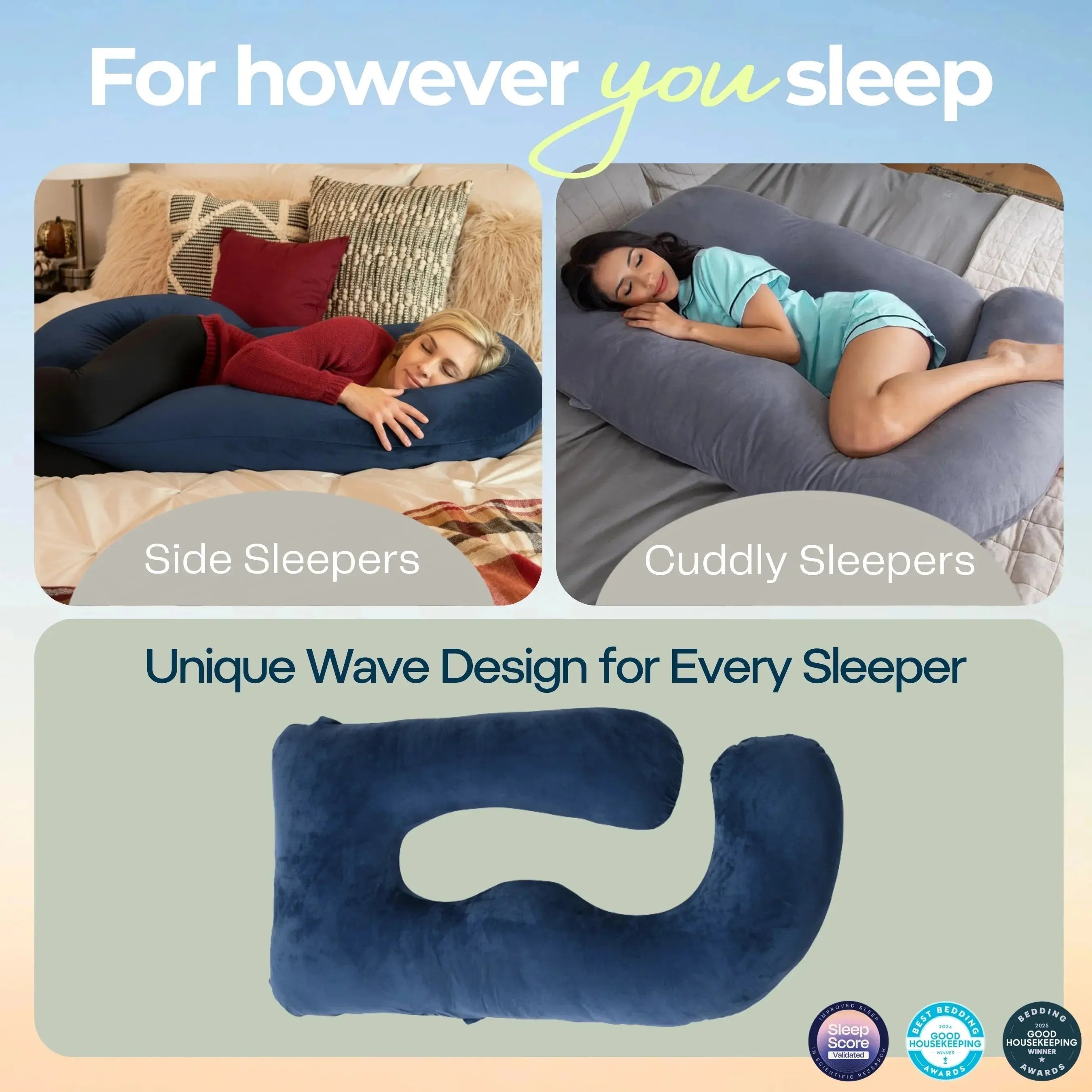 Full Body Support Pillow - Pregnancy & Nursing Comfort - Soft Contoured Design | meowbutter