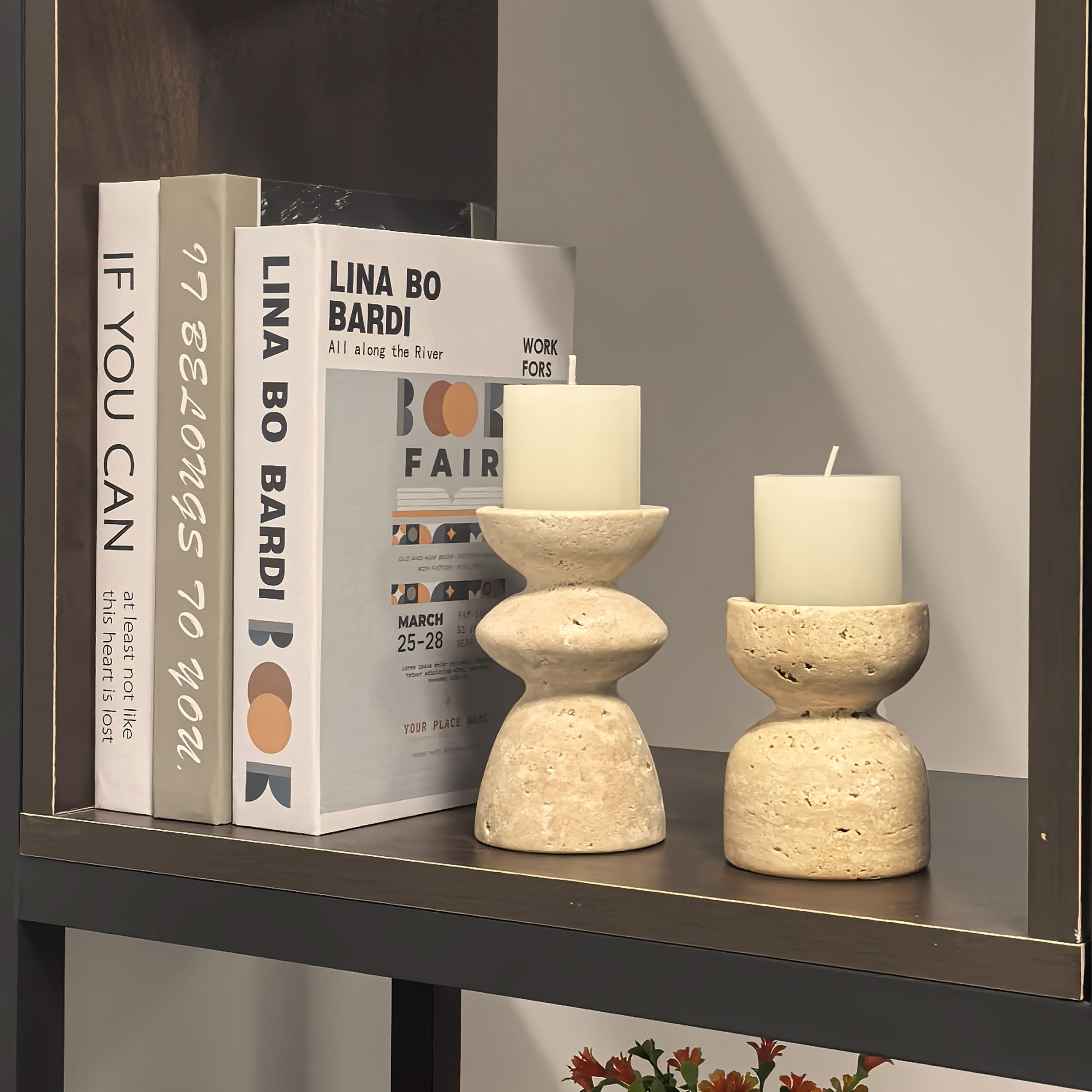 Natural Marble Candle Holders Set | meowbutter