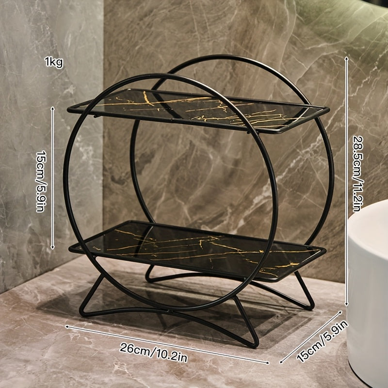 Organizer da bagno a due livelli con base a forma di orecchie di gatto | Elegante scaffale in metallo per cosmetici e prodotti per la cura della pelle | Meowbutter