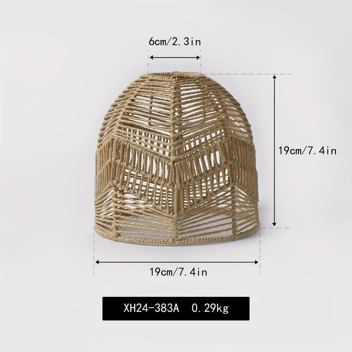 Handvävd pendellampa i rep - kupolformad skärm i naturlig pappersfiber