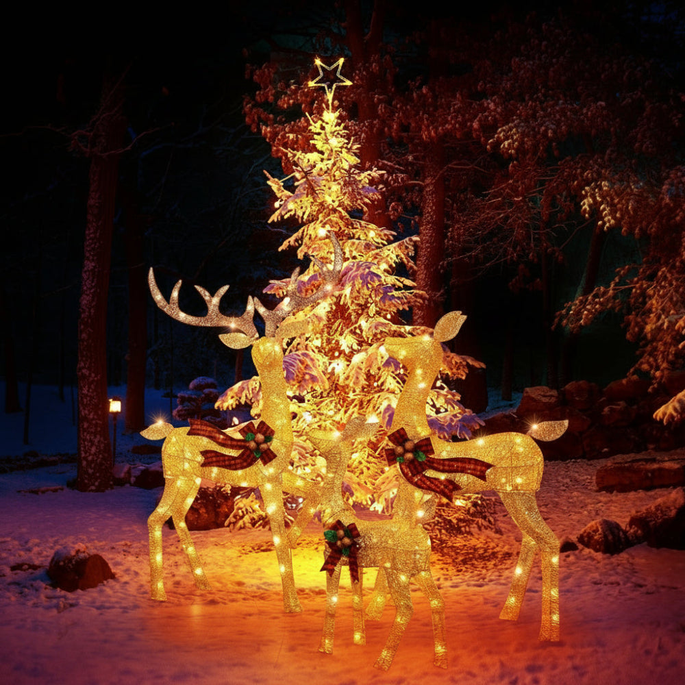 LED Reindeer Garden Figure Set — 3-Pack Outdoor Christmas Lights