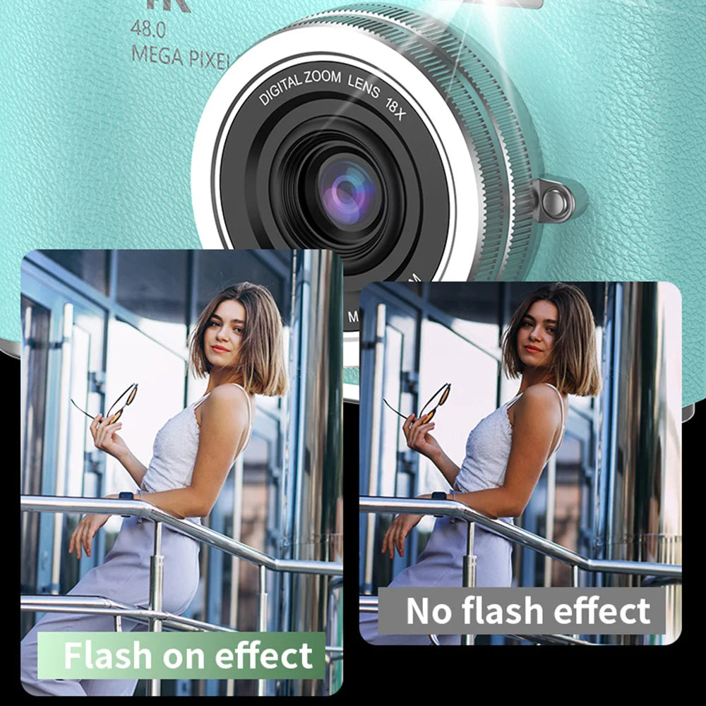 Digitální fotoaparát 4K s výklopným displejem, 48 MP, 8× zoom, kompaktní fotoaparát pro focení a natáčení videí | Meowbutter