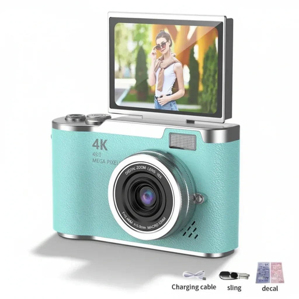 4K-digitalkamera — 48 MP, 8X zoom, vendbar skærm med 180 grader