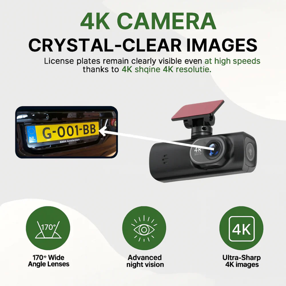 Dash Cam 4K Ultra HD WiFi Night Vision GPS Vehicle Recorder | Meowbutter