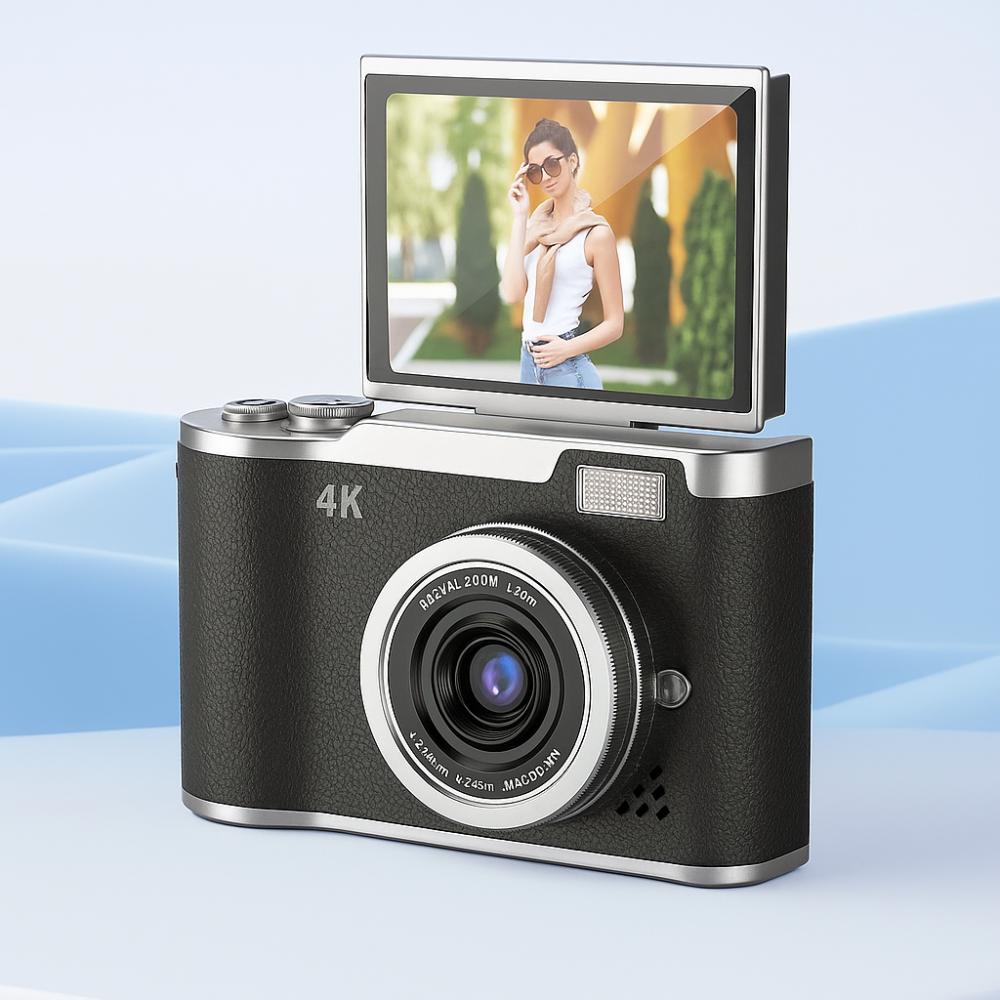 Kompakt 4K digitális videofelvevő — vlogkamera kihajtható kijelzővel