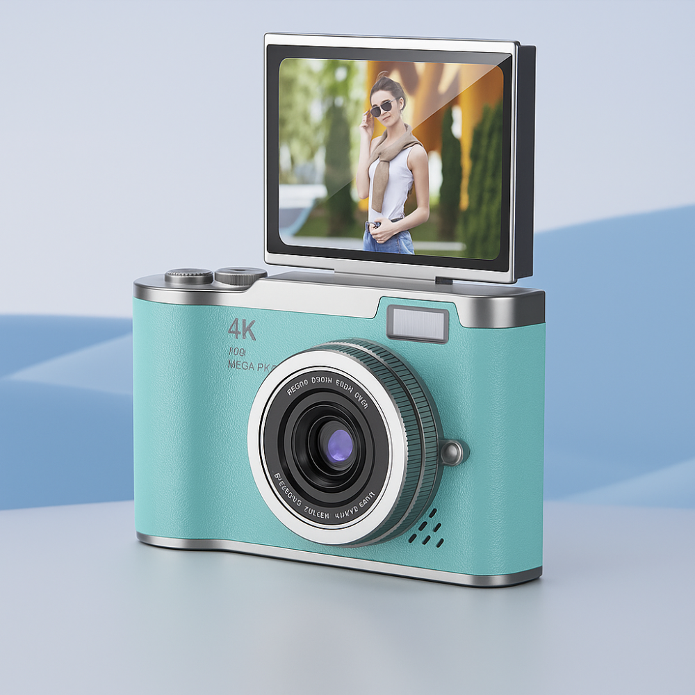 Kompakt 4K digitális videofelvevő — vlogkamera kihajtható kijelzővel