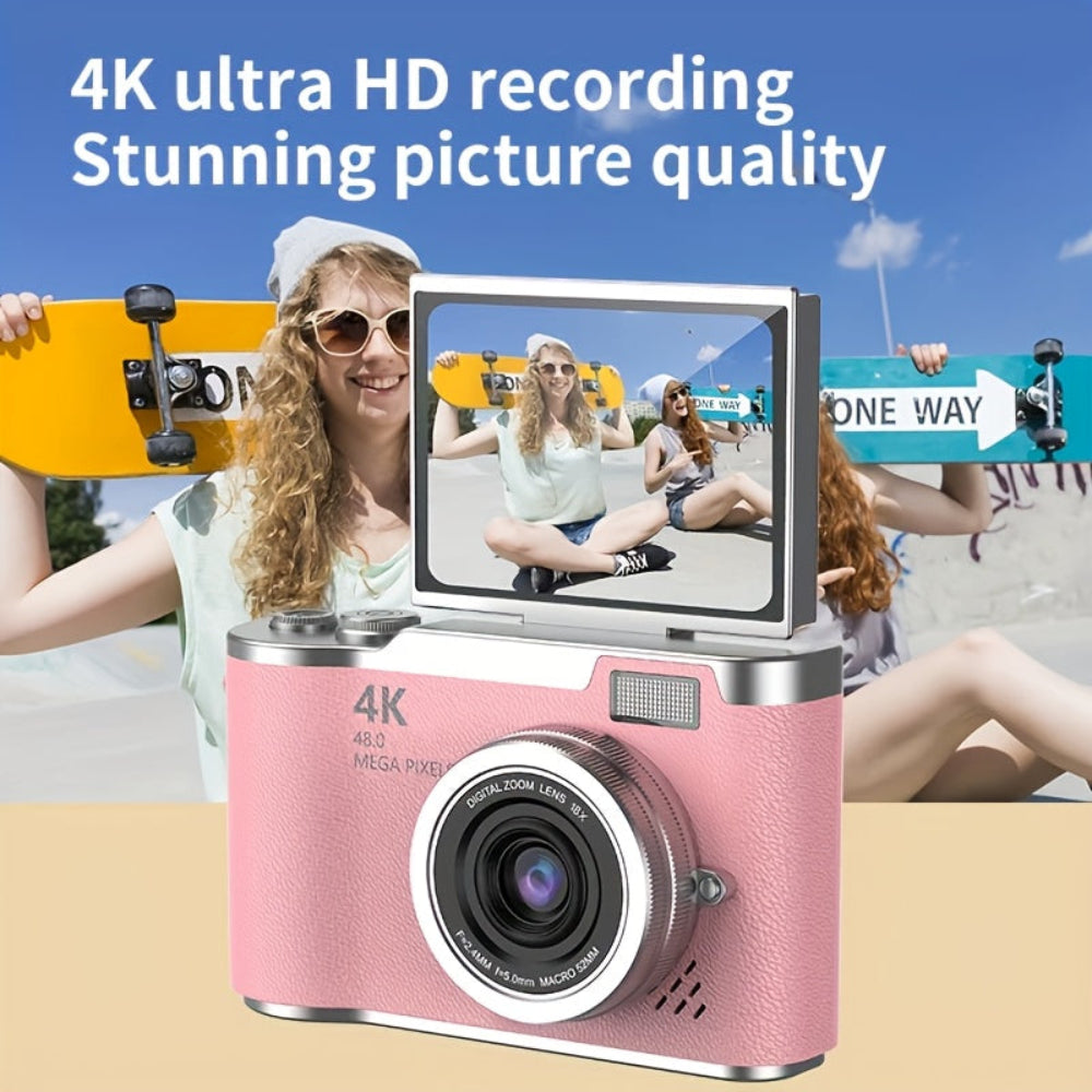 Kompakt 4K digitális videofelvevő — vlogkamera kihajtható kijelzővel