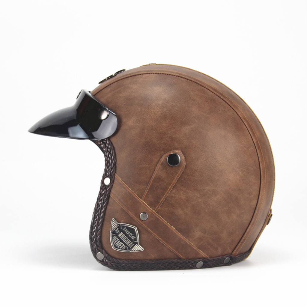Casco Abierto de Cuero Vintage Premium - Aprobado por DOT y ECE - Meowbutter