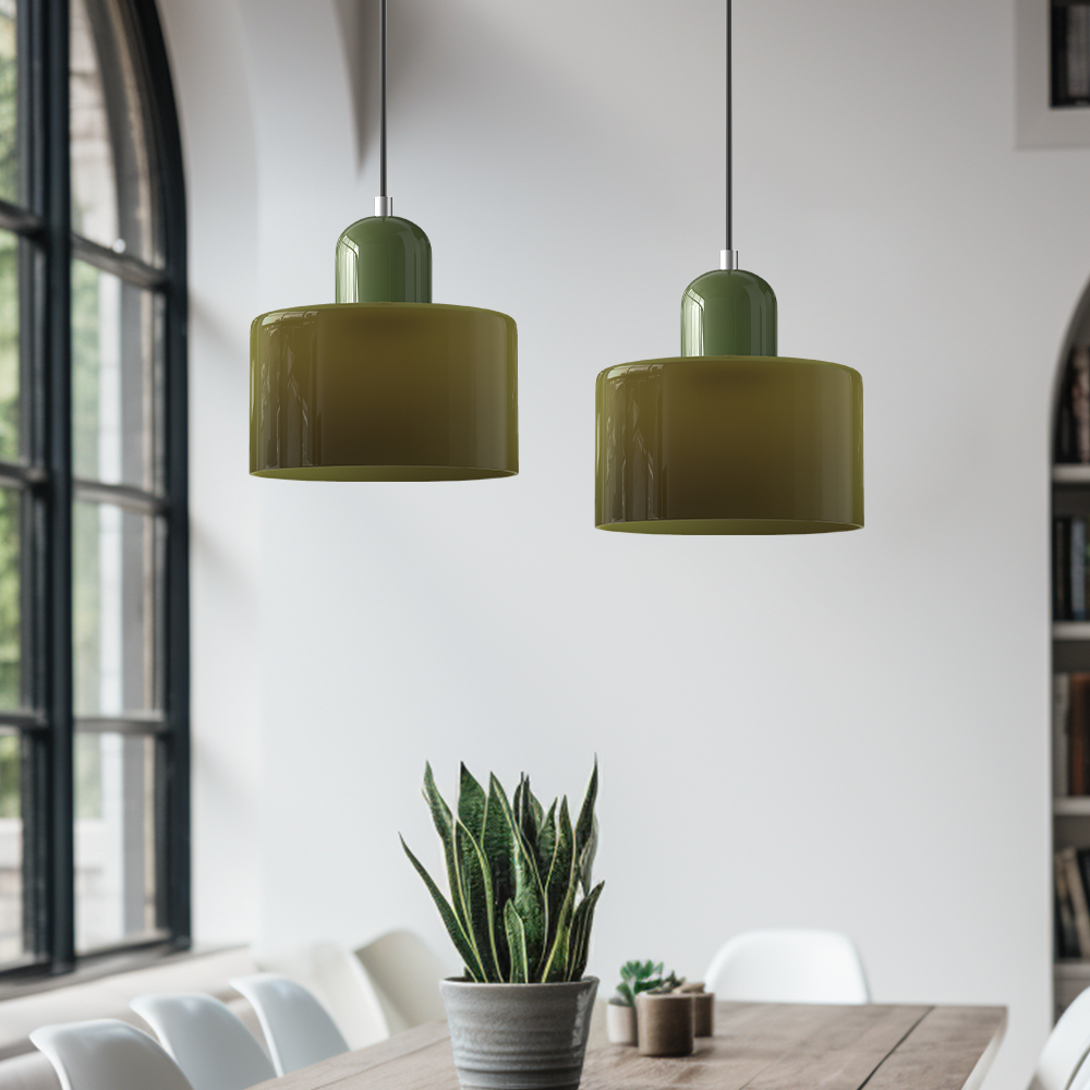 Bauhaus Glass Pendant Light — Vibrant Modernist Colored Shade