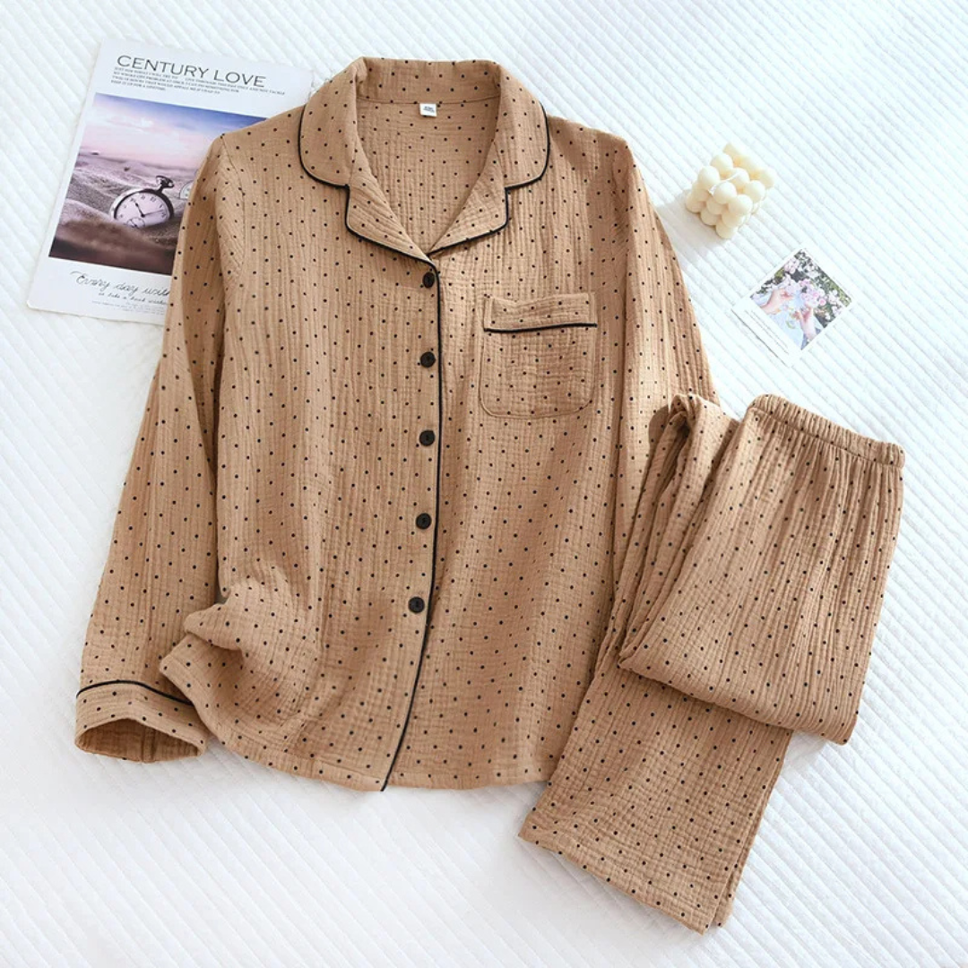 The Muslin Dot Pajama Set In 100 Percent Muslin Cotton