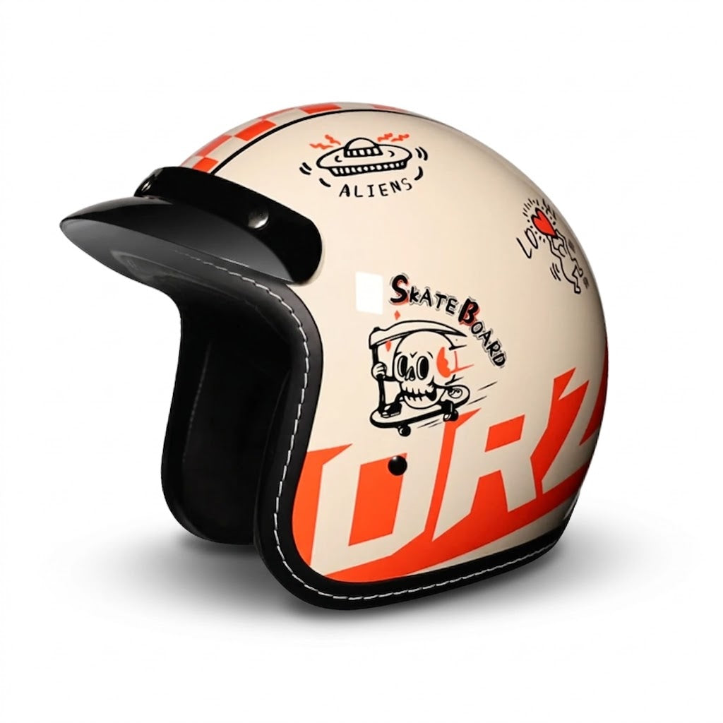 Vintage Open Face Motorcycle Helmet – All-Season Comfort & Protection - Meowbutter