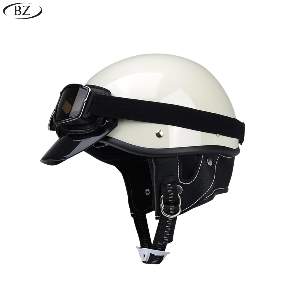 Premium Vintage Half Helmet – DOT & ECE Approved Motorcycle Helmet with Visor - Meowbutter