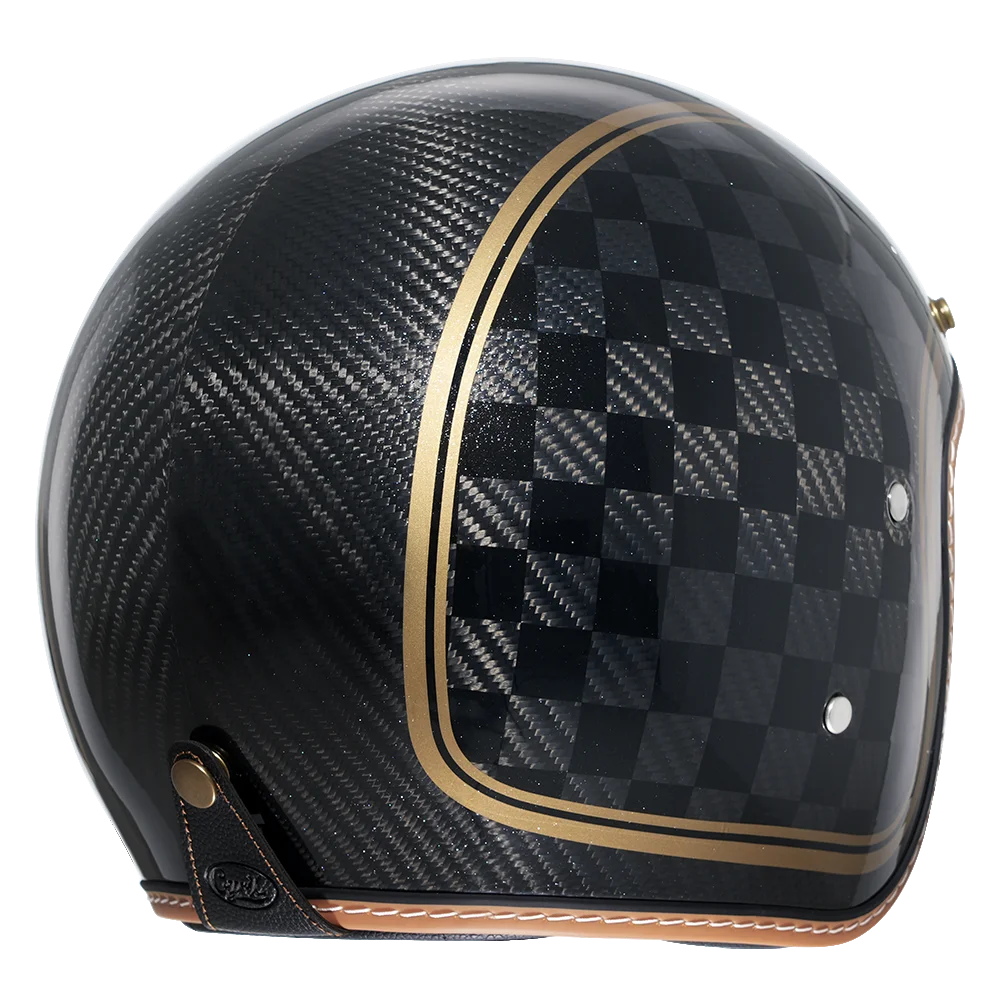 Capacete Retro Aberto em Fibra de Carbono – Certificado DOT - Meowbutter