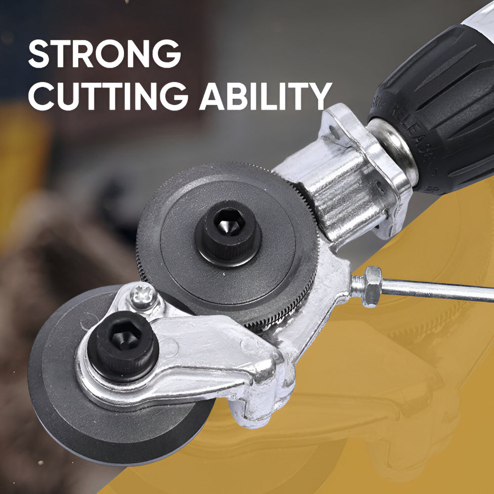 Dual Head Sheet Nibbler Drill Attachment — Precision Metal Trimmer