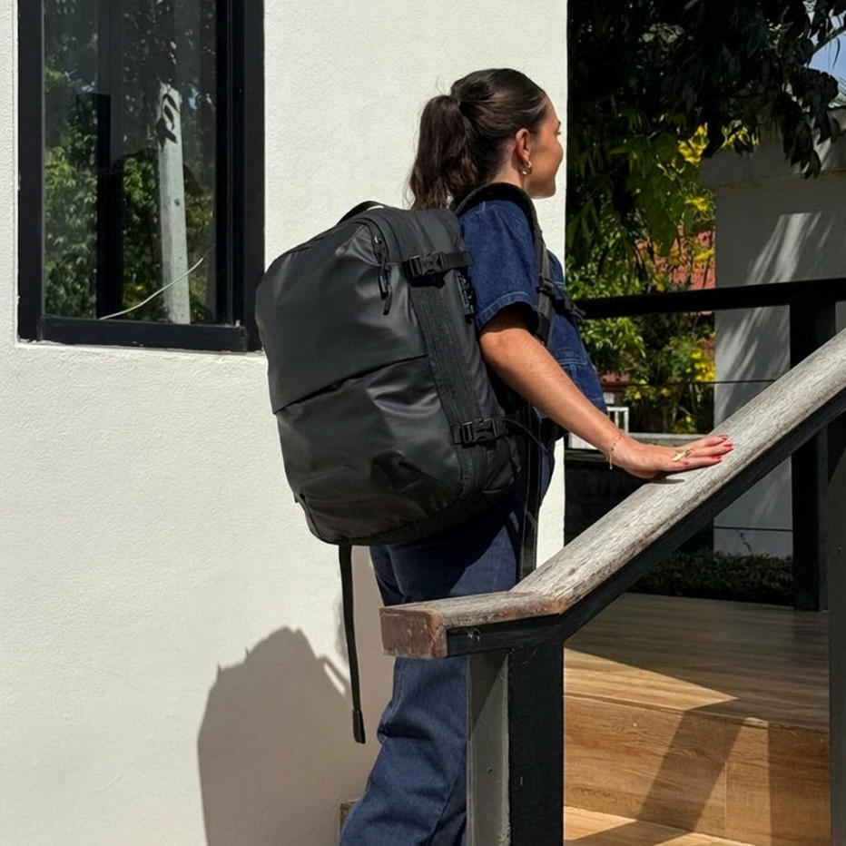 Carry-On Sized Expandable Compression Backpack With 180-Degree Opening And Shoe Compartment