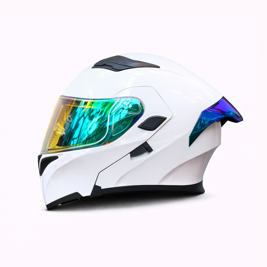 Kask motocyklowy ORZ Z-169 z podnoszoną szczęką, pełna osłona twarzy, podwójna szyba, zatwierdzony przez DOT i ECE - Meowbutter