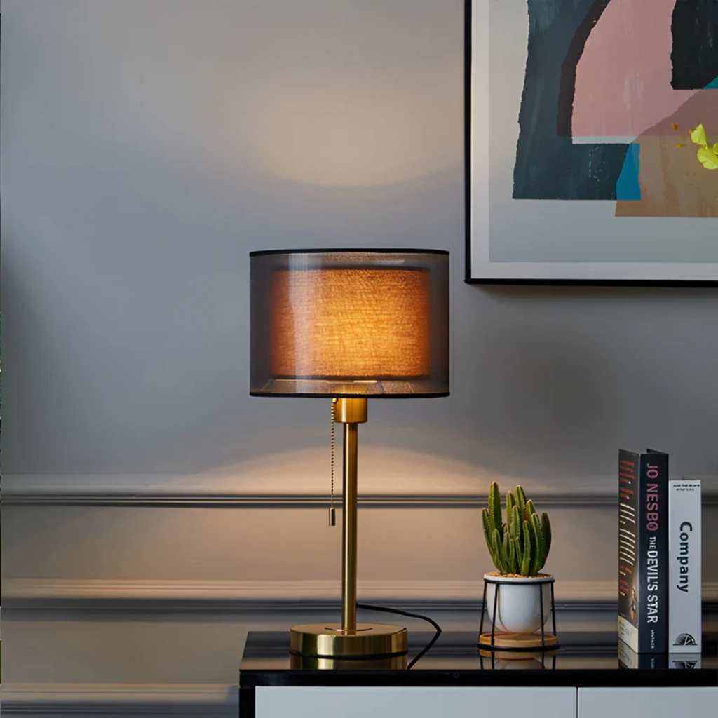 Lumis Table Lamp with Double Fabric Shade | Modern Vintage Design | Meowbutter
