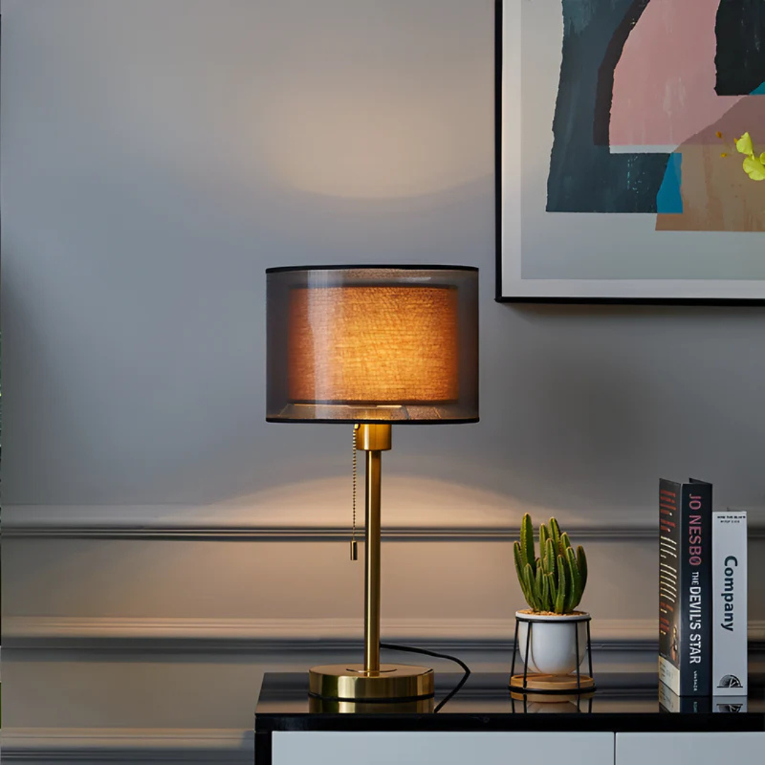 Lumis Table Lamp with Double Fabric Shade | Modern Vintage Design | Meowbutter
