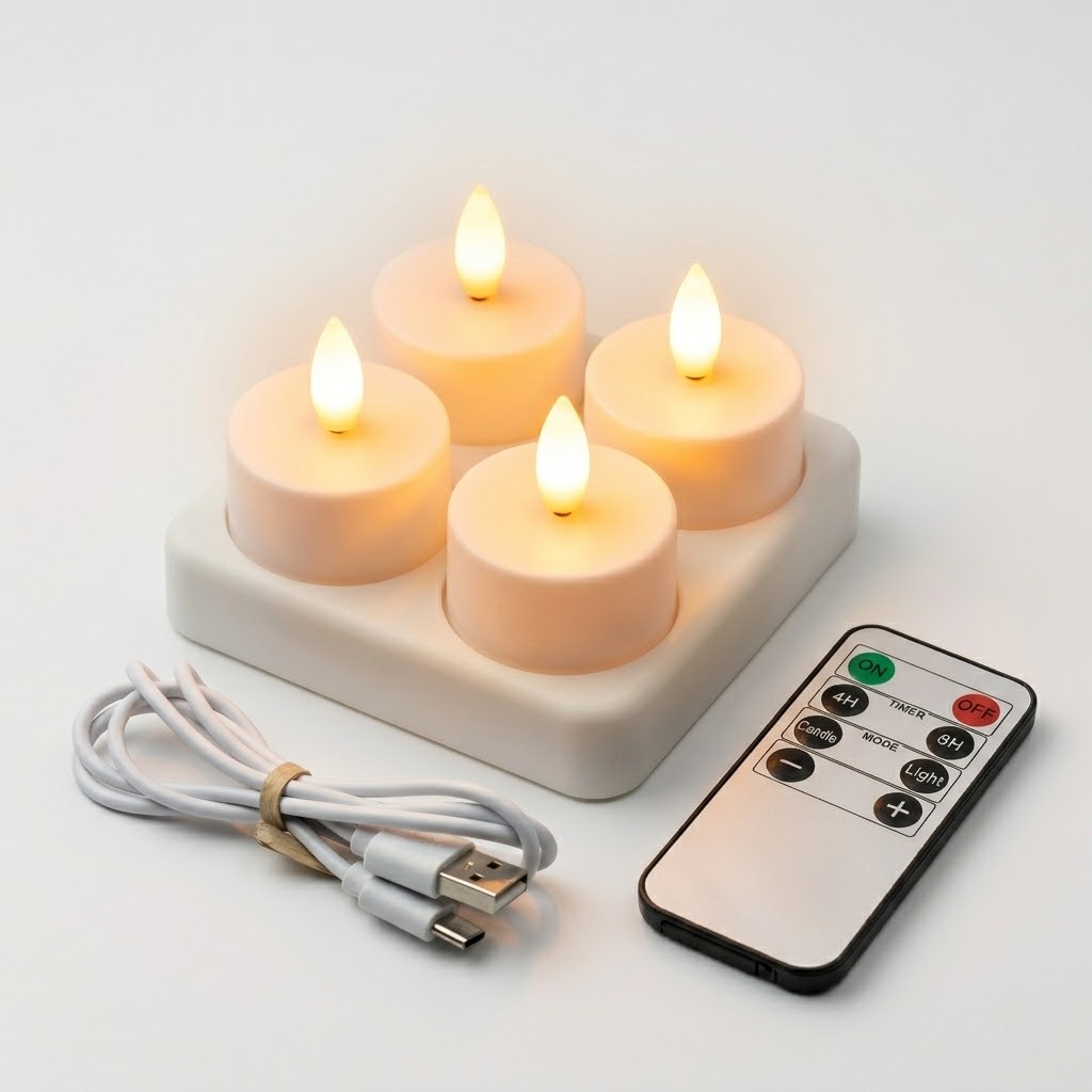 LED Candles Flameless Set Remote Timer USB Rechargeable | Meowbutter