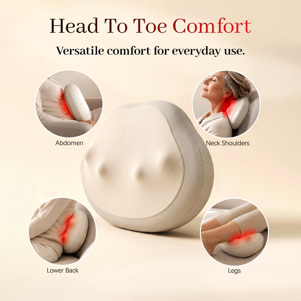 Heated 3D Roller Massage Pillow for Muscle Stiffness, Daily Tension, and Full-Body Relaxation